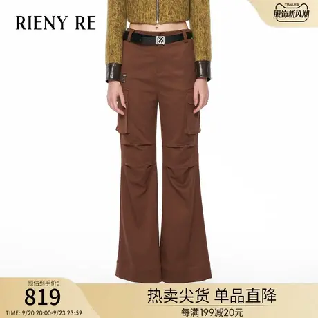 RIENYRE工装裤女2023秋季新款爆款高级感复古美式显瘦微喇叭长裤商品大图