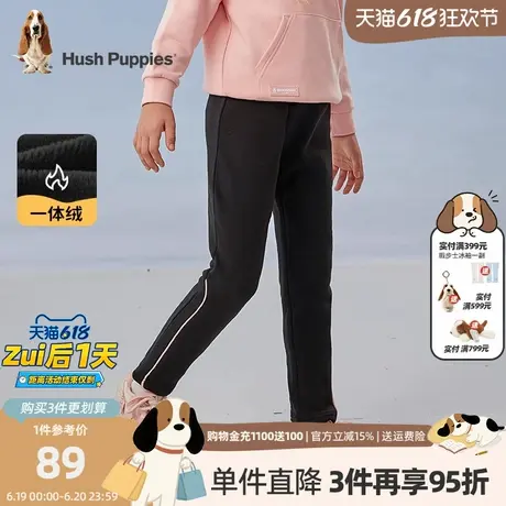 暇步士童装儿童加绒运动裤女童冬季新款打底裤一体绒厚长裤子图片