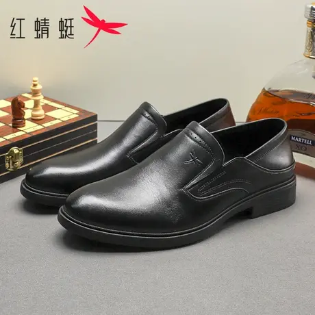 红蜻蜓男鞋2025夏季新款真皮防滑耐磨一脚蹬舒适透气休闲爸爸皮鞋图片