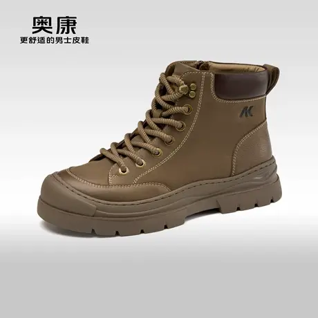 奥康户外工装鞋秋季新款包头高帮短靴男百搭潮流休闲马丁靴图片