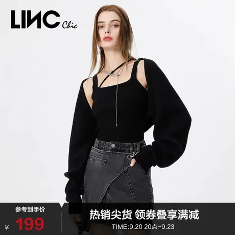 LINCCHIC金羽杰背心摩登甜酷设计感针织吊带内搭背心女S221SW316商品大图
