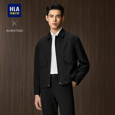 HLA/海澜之家轻商务经典系列夹克2025春秋新款翻领时尚外套男士图片