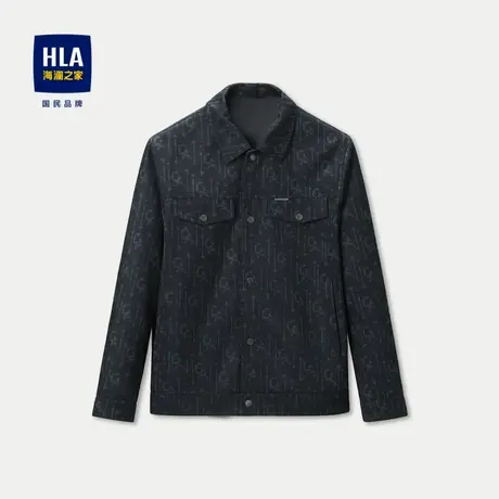 HLA/海澜之家翻领夹克23秋季新款花纹胸前袋盖透气保暖休闲外套男商品大图