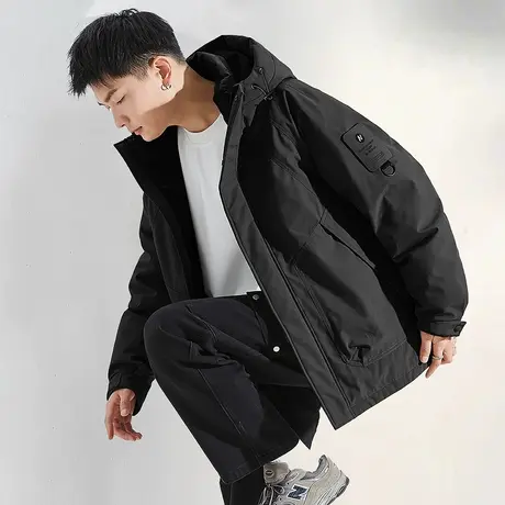 唐狮2024冬季新款男羽绒服连帽大口袋工装青少年外套厚实保暖潮流图片