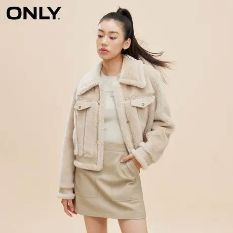 【ONLY奥莱清仓】秋季简约休闲百搭撞色箱型拼皮外套女图片