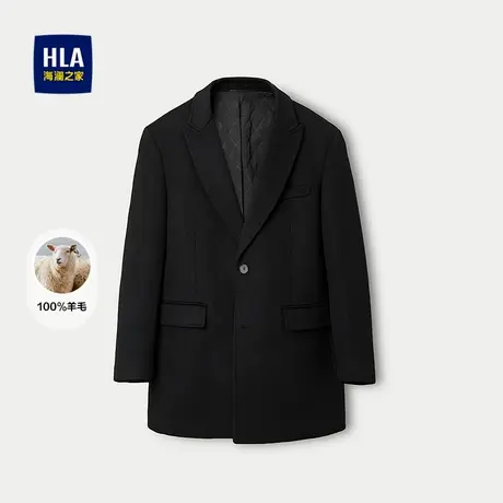 HLA/海澜之家纯羊毛大衣2025秋冬新款大气戗驳领稍厚保暖外套男图片