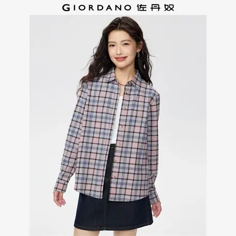 佐丹奴衬衫女装纯棉法兰绒格子梭织长袖休闲衬衫 05345863商品大图