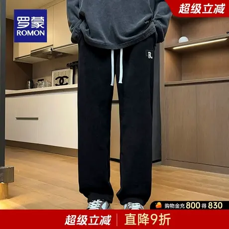 【灯芯绒】罗蒙男士时尚宽松休闲裤2025秋季新款松紧腰潮流直筒裤商品大图