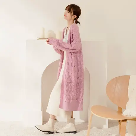 桔熊秋冬季韩版通勤麻花毛衣外套保暖针织罩衫女胖妹妹大码FA2447图片