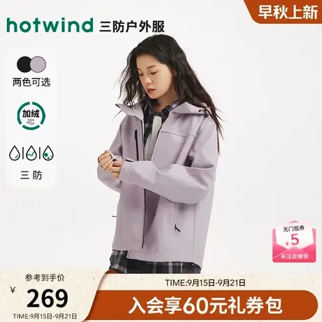 热风2025年冬季新款女士加绒户外休闲外套商品大图