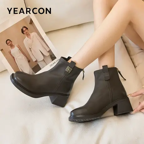 意尔康官方正品女鞋女靴短靴时装靴时尚百搭瘦瘦靴秋冬季图片