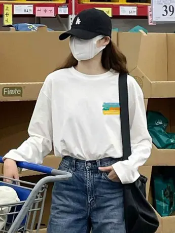 白色仿棉内搭打底衫女2023新款欧货春秋装冬季加绒长袖t恤上衣服商品大图