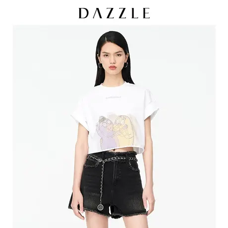 DAZZLE地素 奥莱春季巴巴爸爸联名系列3D印花短袖t恤女图片