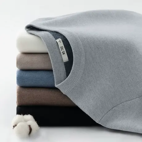 男士毛衣2023新款秋冬季一体绒加厚加绒针织衫线衣圆领内搭打底衫商品大图