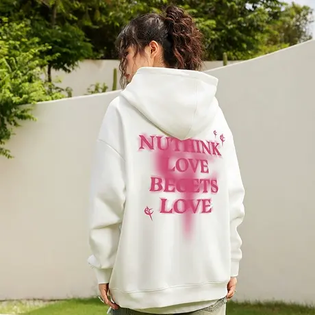 Nuthink欧美潮牌直喷连帽卫衣男潮高街加绒加厚宽松情侣外套冬季商品大图