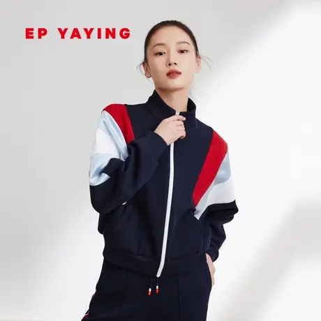EP YAYING雅莹女装 复古拼接撞色针织棉外套 2024春装新品1243A图片