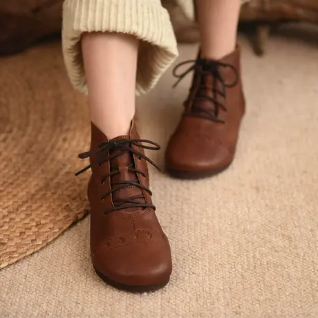 Artmu阿木原创复古真皮马丁靴短靴女春秋单靴平底裸靴断码清仓商品大图