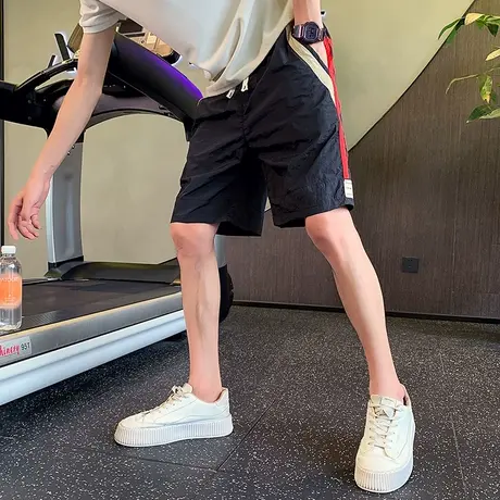 夏季男潮流百搭高级休闲薄款冰丝凉感速干中裤五分裤休闲运动短裤商品大图