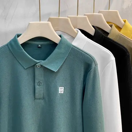 polo衫男士t恤带领加厚翻领长袖丅恤保罗春秋装打底衫秋体桖上衣商品大图