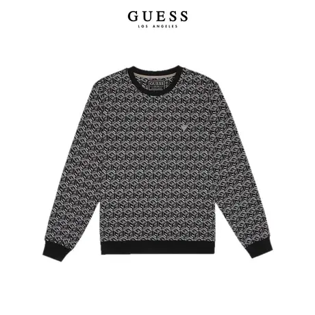 【38上新季】GUESS  男立体满印圆领重磅套头针织衫潮流上衣商品大图