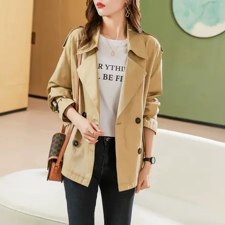 2021新款韩版今年流行的早秋季薄款风衣外套女春秋短款小个子图片