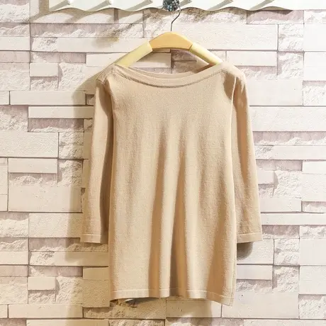 清仓！新款毛衣女七分袖修身冰丝针织衫半袖打底衫女上衣薄款夏商品大图