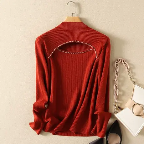 半高领毛衣套头打底衫女春秋2024年新款内搭爆款百搭洋气针织衫女商品大图