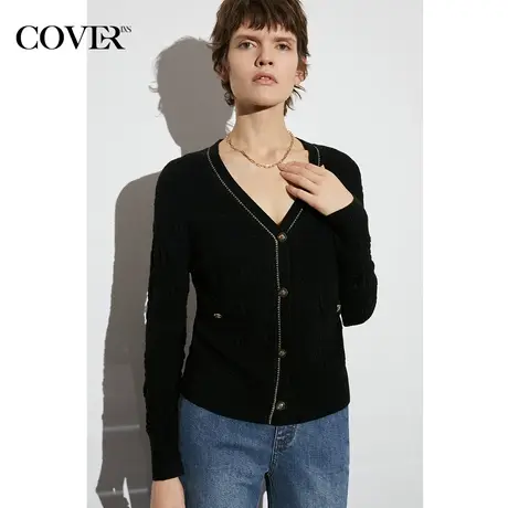 COVER春季泡泡肌理感V领开衫针织衫商品大图