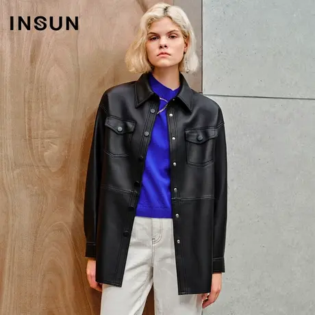 INSUN恩裳线上专选秋季复古衬衫式绵羊皮皮衣外套商品大图
