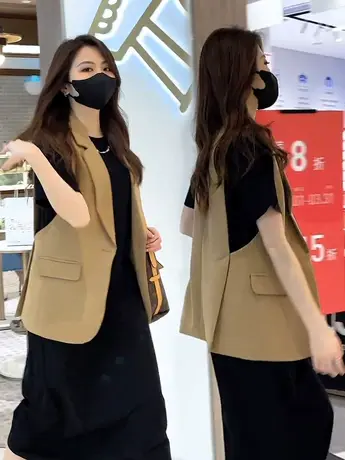 外搭西装马甲女春夏新款英伦风无袖设计感背心休闲马夹西服坎肩潮图片