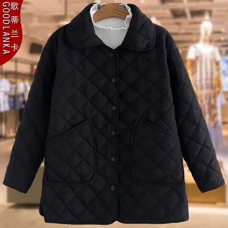 加肥加大码羽绒棉棉衣外套女宽松200斤中年妈妈装洋气中长款棉服商品大图