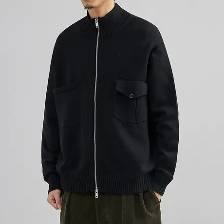 秋冬加厚男士拉链开衫针织衫外套立领毛衣宽松百搭韩版潮长袖衣服商品大图