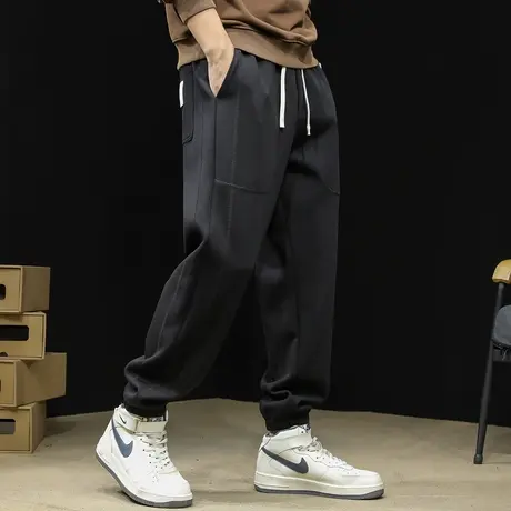 运动裤男士春秋款宽松潮牌春季2024新款裤子休闲黑色束脚卫裤男裤商品大图