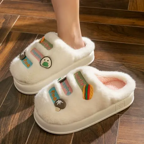 可爱棉拖鞋女冬季2024新款踩屎感厚底居家用情侣室内毛绒保暖拖鞋商品大图