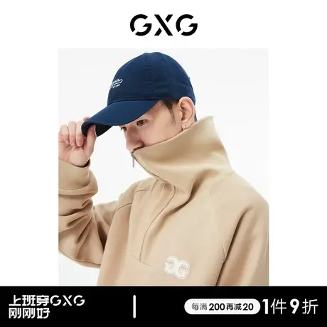 GXG男装 商场同款卡其色半开襟卫衣 22年秋季新品复古纹样系列商品大图