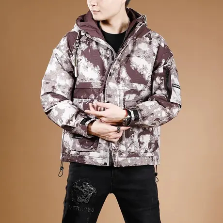 高定迷彩重磅白鸭绒加厚工装羽绒服男冬季冲锋衣保暖外套2023新款图片