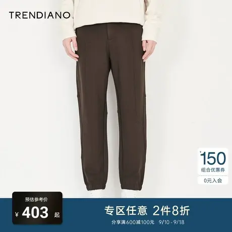 TRENDIANO时尚休闲九分裤秋冬季新款直筒束脚黑色男生裤子商品大图