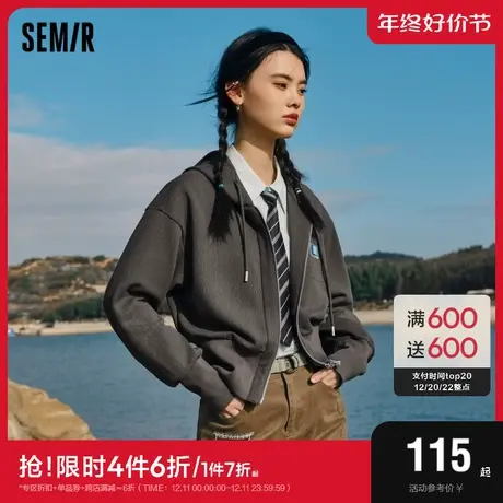 森马外套女设计感短款宽松个性百搭2023春季新款休闲连帽夹克小众图片