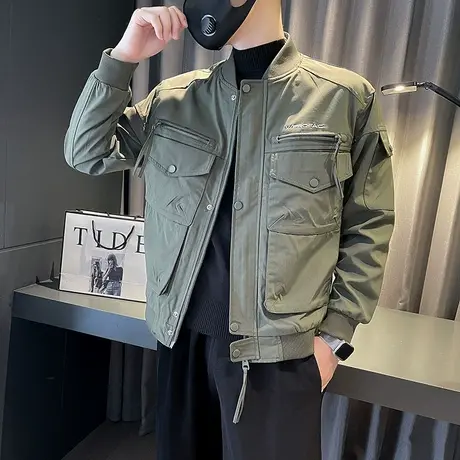 工装夹克男秋季小众轻熟棒球领机车外套潮大口袋痞帅高级感冲锋衣商品大图