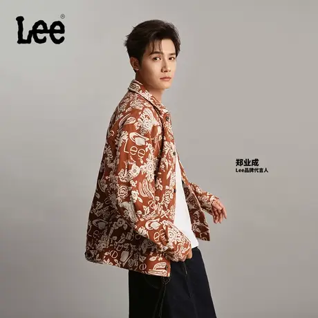 【郑业成同款】Lee商场同款24早春新品舒适刺绣棕色男夹克外套潮图片
