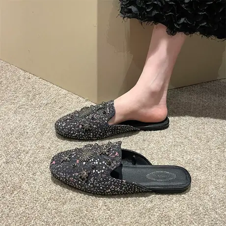 凉拖鞋女外穿2024年新款春夏季新款网红时尚百搭单鞋平底包头拖鞋图片