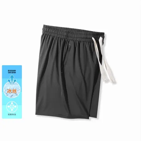 Ohlyah男士短裤夏季薄款冰丝潮牌五分裤黑色色男款篮球美式裤子图片