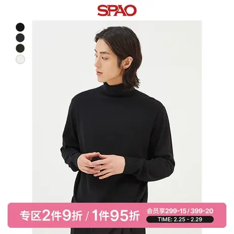 SPAO韩国同款春季新款男女长袖高领毛衣针织外套SPKAD4TU02商品大图