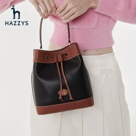 Hazzys哈吉斯小容量女士包包休闲时尚潮流拎挎包英伦风撞色女包商品大图