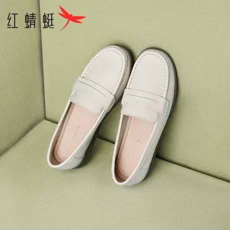 红蜻蜓软底妈妈鞋新款女鞋护士鞋一脚蹬平底单鞋女中老年休闲皮鞋商品大图