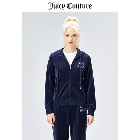 Juicy Couture橘滋外套女美式春季新款天鹅绒外套时尚连帽夹克女商品大图