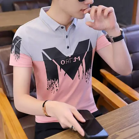 夏季短袖t恤男士2023新款Polo衫韩版潮流帅气衬衫领潮牌T体血男装图片