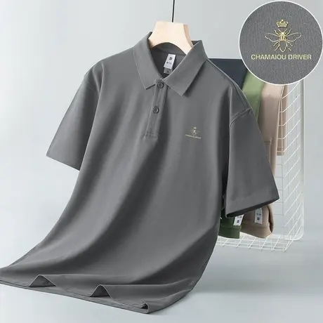 短袖t恤男装翻领保罗polo衫夏季冰丝凉感有领上衣服潮流带领体恤商品大图
