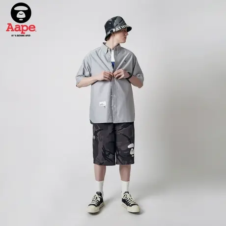 Aape旗舰店男装春夏猿颜徽章个性印花迷彩休闲潮流短裤6985XAK商品大图