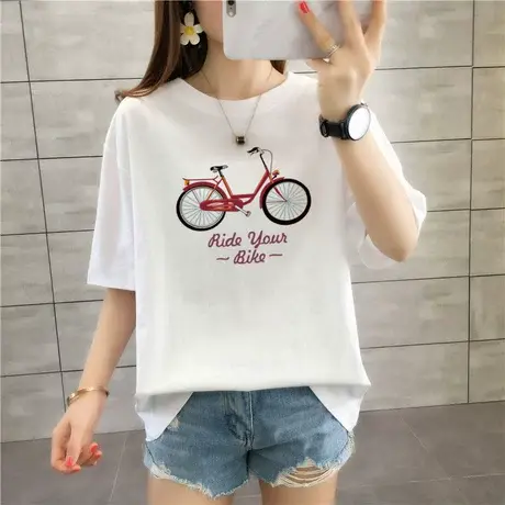 短袖t恤女2023年春夏装新款韩版宽松ins潮学生白色纯棉早春上衣服商品大图